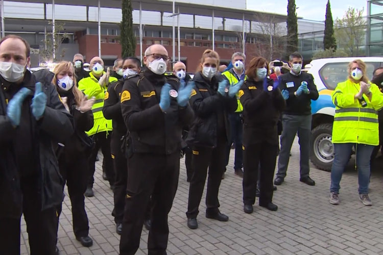 Homenaje de la seguridad privada en hospital de IFEMA