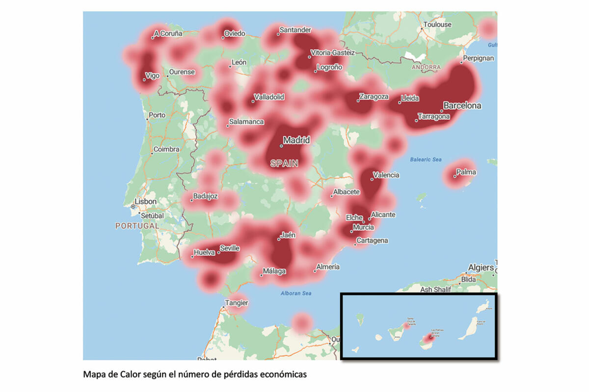 Mapa de calor de delitos al sector del Transporte y la Logística. 