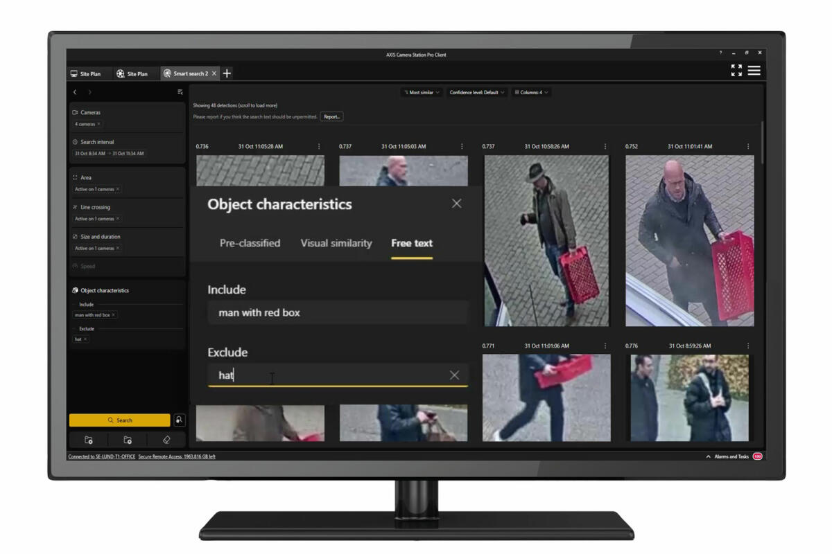 Free Text Search, solución de videovigilancia e IA de Axis Communications