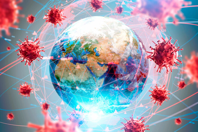 virus rodeando el planeta Tierra